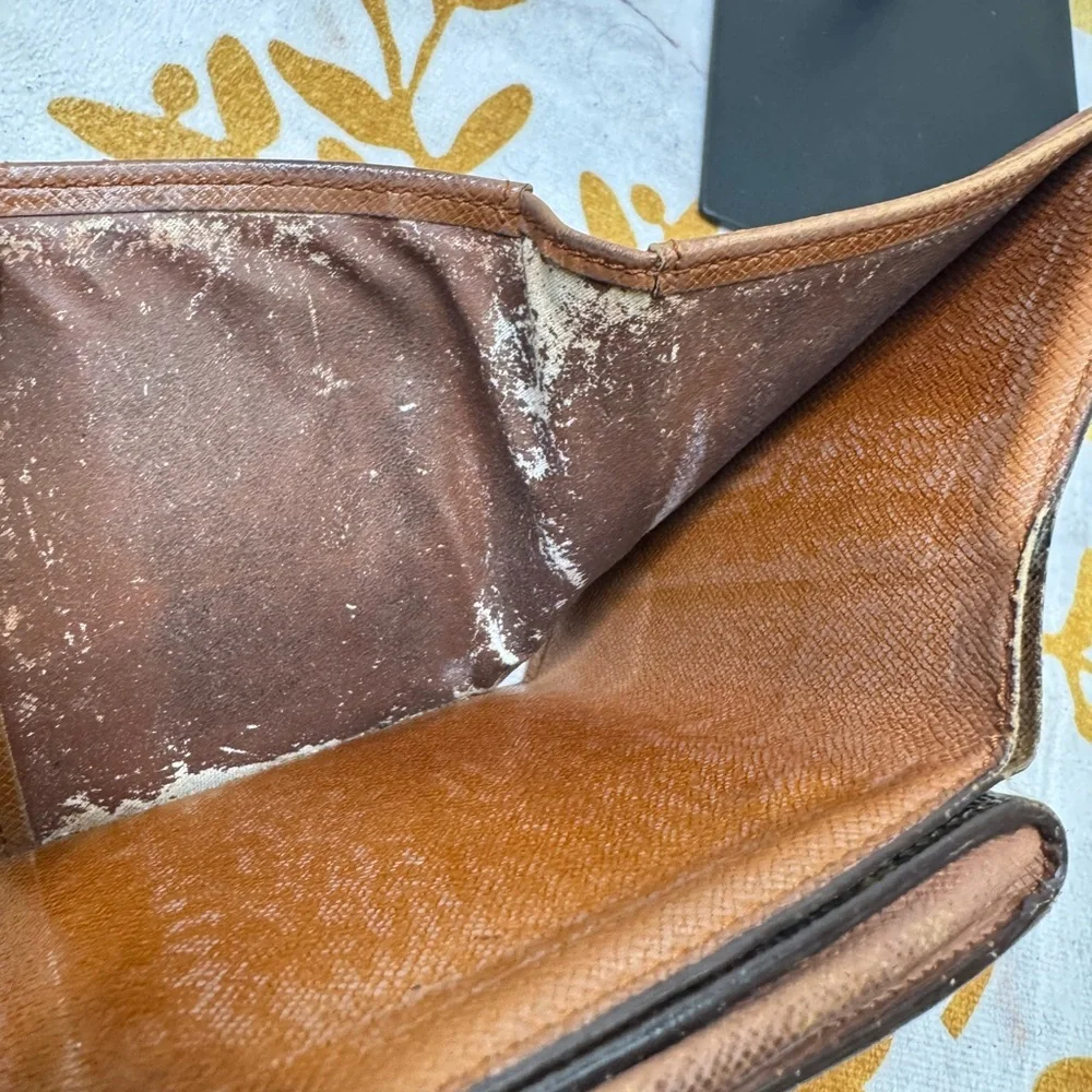 Louis Vuitton Brown Monogram Wallet with Gold Button